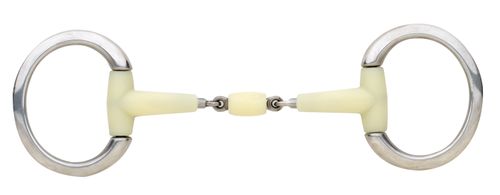 Happy Mouth Bits Contour Double Jointed Roller Flat Eggbutt - Stainless Steel
