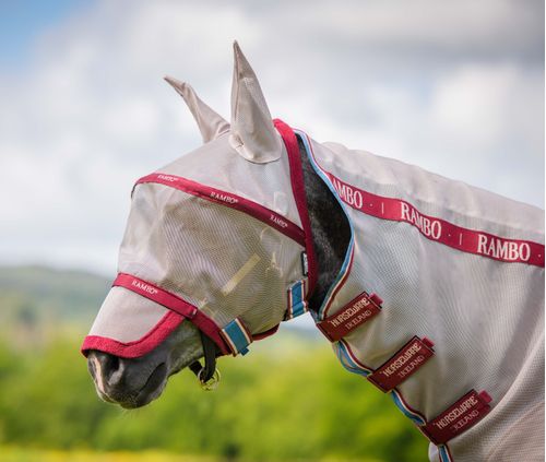 Rambo Fly Mask Plus - Oatmeal/Cherry/Peach/Blue