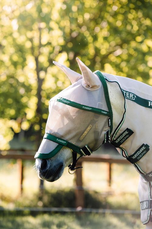 Rambo Fly Mask Plus - Oatmeal/Green