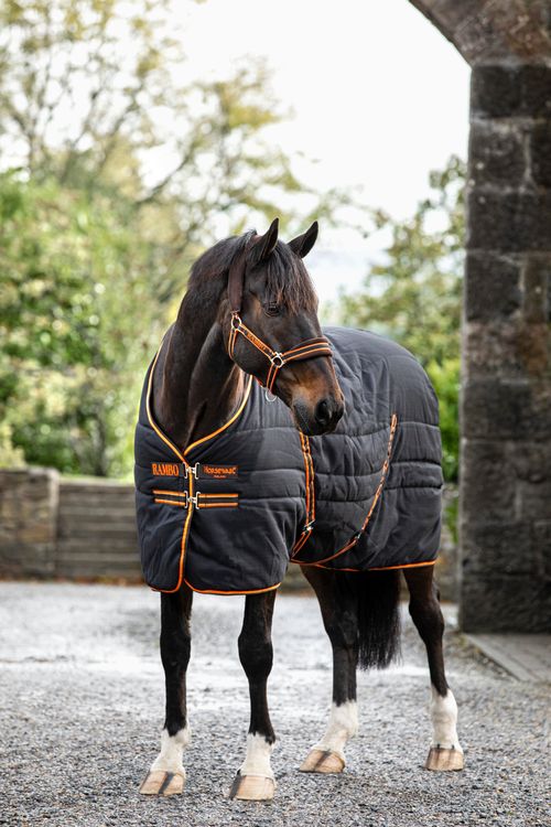 Rambo Stable Blanket 200g - Black/Orange/Tan/Brown