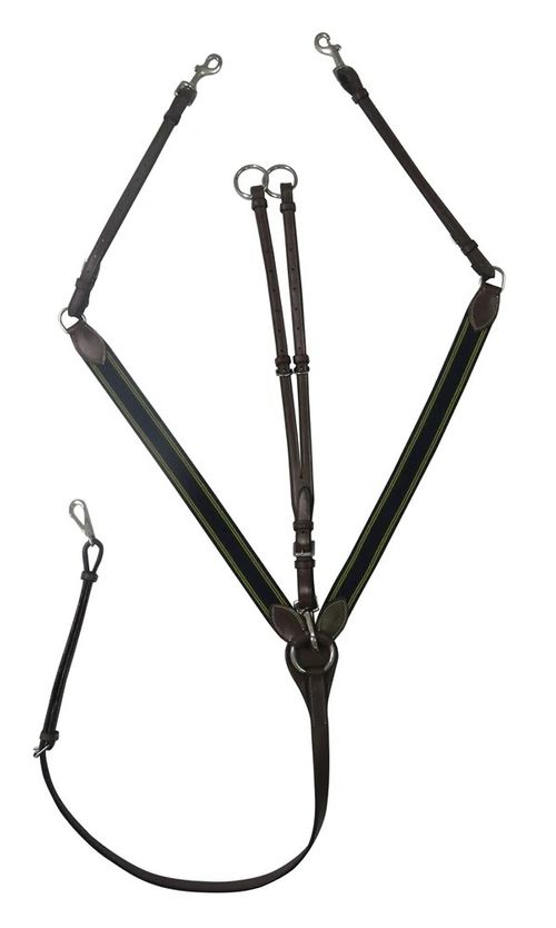 Henri de Rivel Pro Elastic Breastplate Martingale w/Running Attachment - Australian Nut/Navy