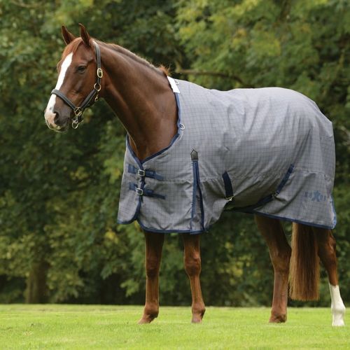 Saxon 600D with Gusset Standard Neck Medium II Turnout - Grey/Navy Check