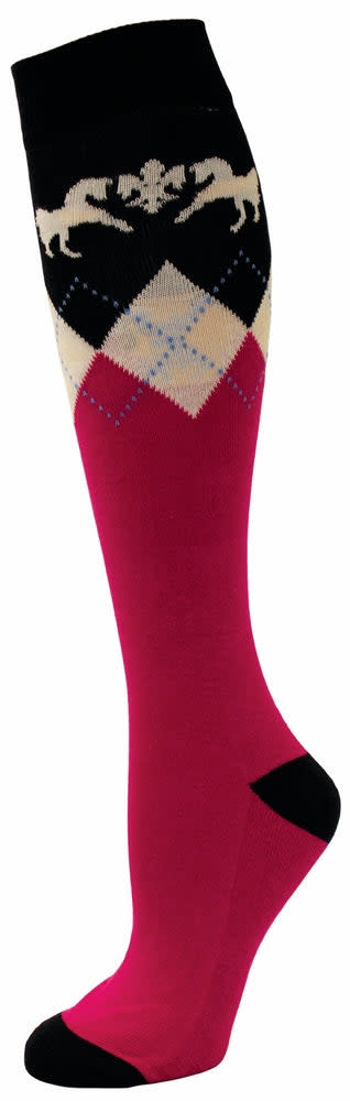Equine Couture Women's Hadley Knee Hi Socks - Hot Pink/Navy