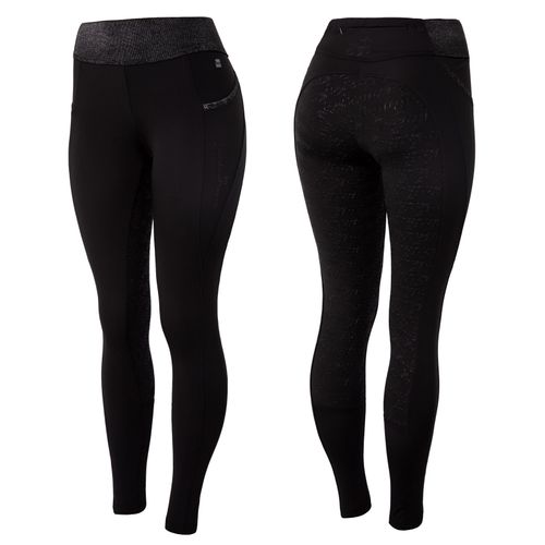 Horze Women's Tights w/Black Glitter - Black