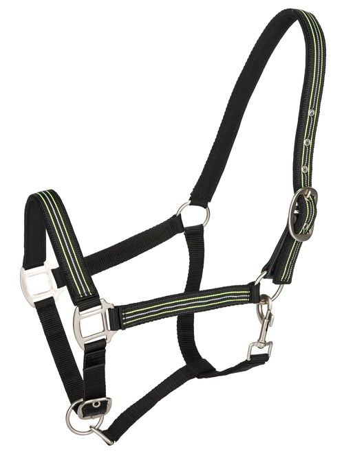 TuffRider Nylon Nickle Hardware Breakaway Halter w/Padded Crown - Black/Lime Green/Gray