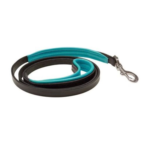 Perri's 1/2" Padded Leather Dog Leash - Black/Turquoise