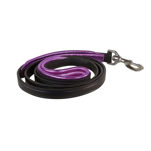 Perri's 1/2" Metallic Padded Leather Dog Leash - Black/Purple