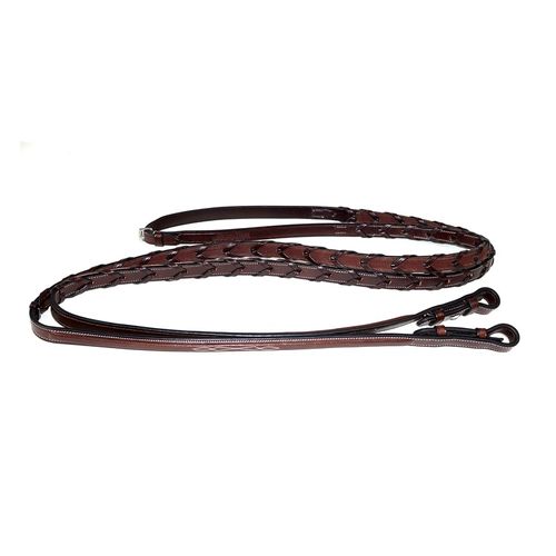 Nunn Finer Bella Donna Rubber Lined Laced Reins - Havana