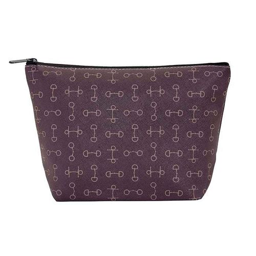Kelley and Company Snaffle Bits Large Cosmetic Pouch - Brown
