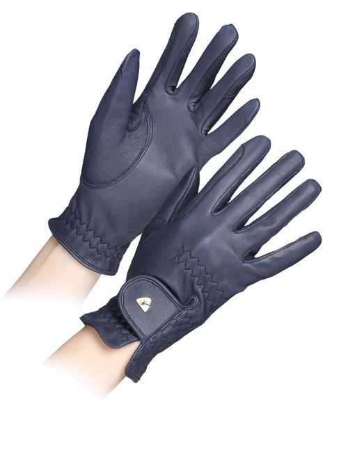 Shires Aubrion Leather Riding Gloves - Navy