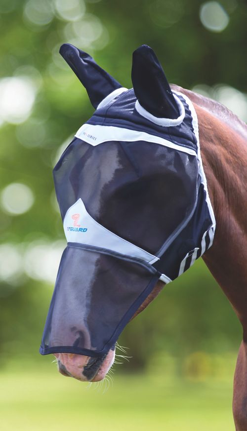 Shires Fine Mesh Fly Mask w/Ears & Nose - Black