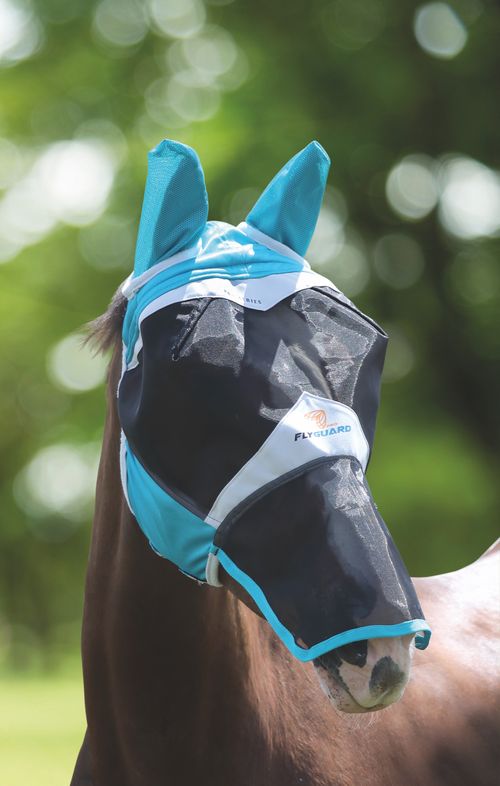 Shires Fine Mesh Fly Mask w/Ears & Nose - Teal