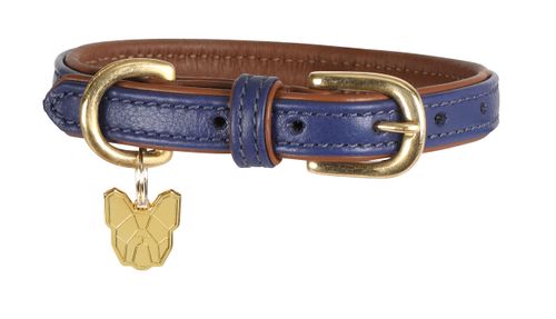 Digby & Fox Padded Leather Dog Collar - Navy