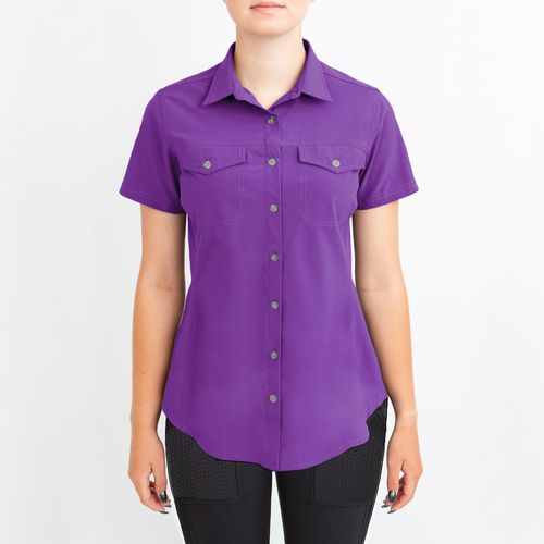Irideon Women's Aspen Short Sleeve Trail Shirt - Purple Hibiscus