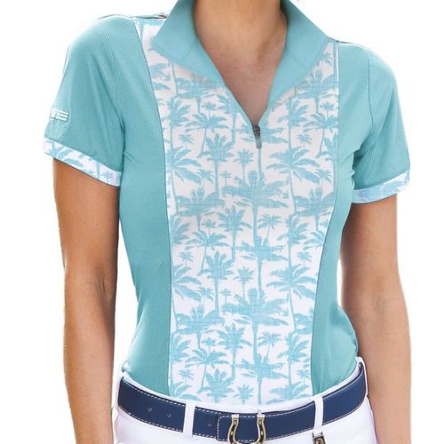 Romfh Women's Schuyler Short Sleeve Printed Sunshirt - Bleach Aqua Palm Print