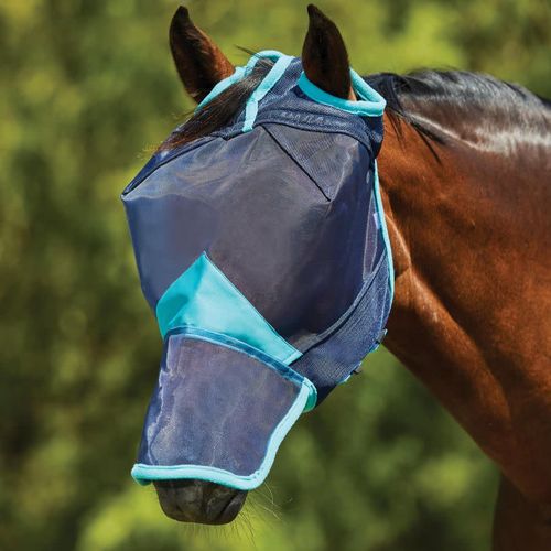 Weatherbeeta Comfitec Deluxe Fine Mesh Mask w/Nose - Navy/Turquoise