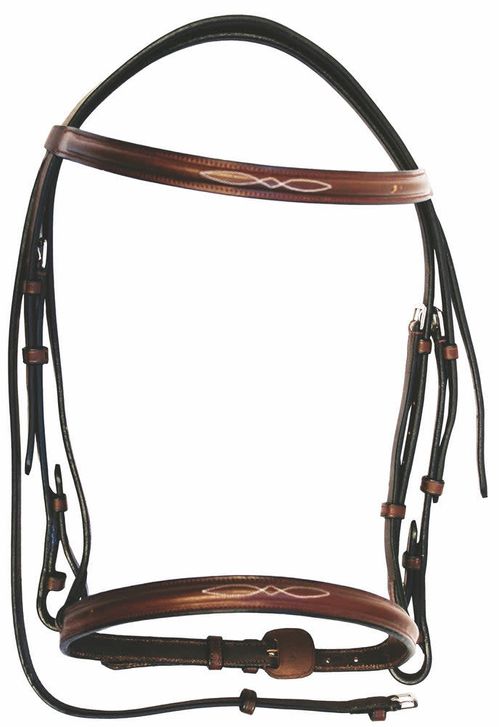 Henri de Rivel Advantage Fancy Raised Snaffle Bridle w/Laced Reins - Australian Nut