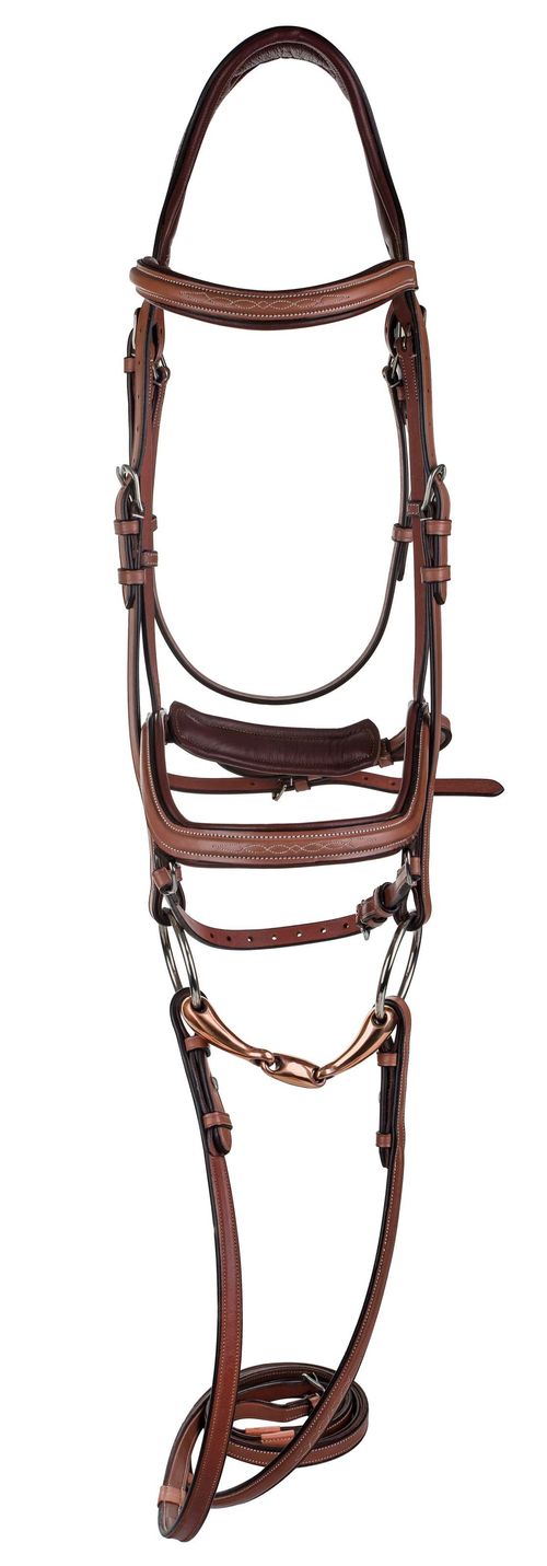 Henri de Rivel Laureate Anatomical Bridle w/Rubber Lined Reins - Oakbark