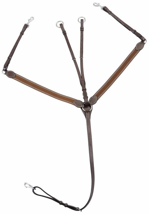 Henri de Rivel Pro Elastic Breastplate Martingale w/Running Attachment - Australian Nut