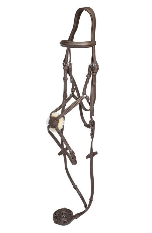 Henri de Rivel Kushy Plain Raised Figure Eight Noseband Bridle - Havana