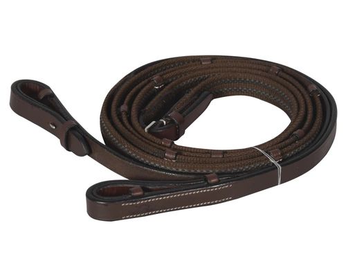 Henri de Rivel Pro Rubber Lined Web Reins - Havana