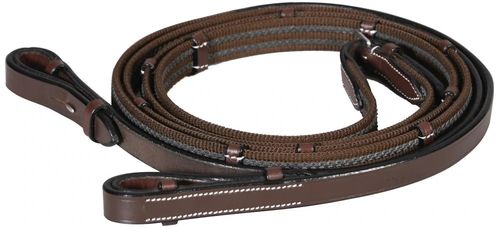 Henri de Rivel Pro Rubber Lined Web Reins - Australian Nut