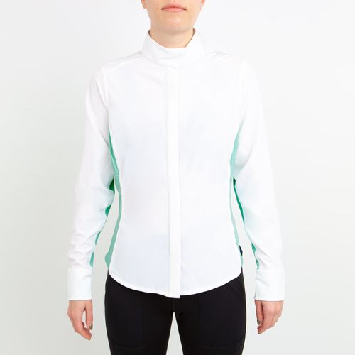 Irideon Kids' Athena Long Sleeve Show Shirt - Bright White/Island Green
