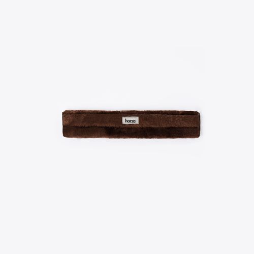 Horze Narvik Faux Fur 12" Strap Cover - Dark Brown