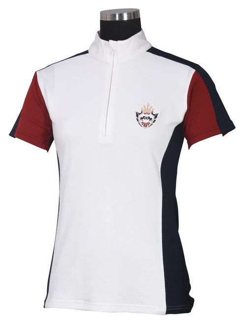 Equine Couture Women's Dennison Long Sleeve Sport Shirt - White/EC Navy/EC Red