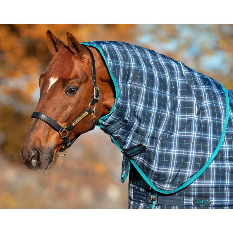Rhino Stable Hood 150g Navy Check/Teal RhinoABBM92C3D0