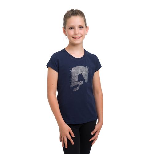 Cavalliera Kids' Jumping Star Short Sleeve Cotton Top - Navy Blue