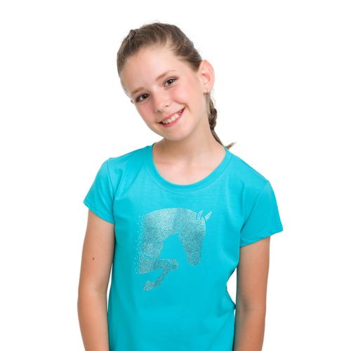 Cavalliera Kids' Jumping Star Short Sleeve Cotton Top - Turquoise