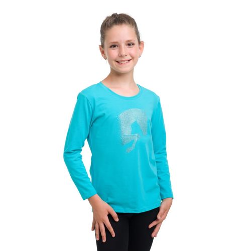 Cavalliera Kids' Jumping Star Long Sleeve Cotton Top - Turquoise