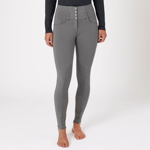 Horze Women's Tara High Waist Silicone Knee Patch Breeches - Steel Grey