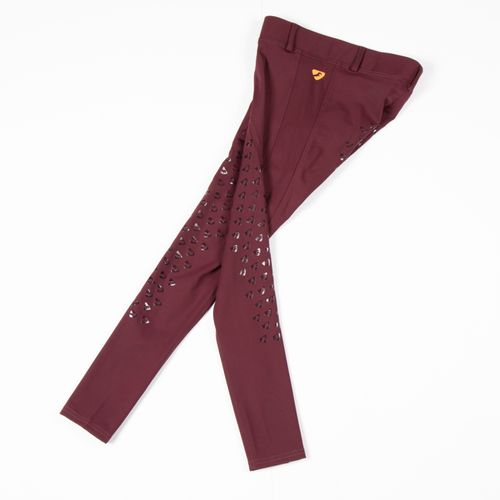 Shires Aubrion Kids' Albany Full Seat Riding Tights - Black Cherry