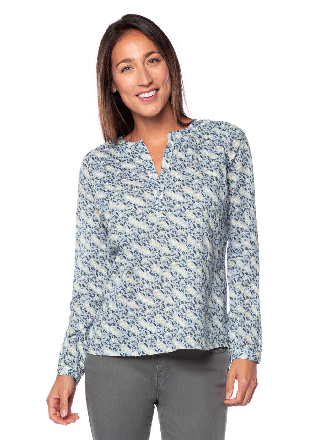 EQL Women's Swiss Dot Peasant Top - Chambray Horse Meadow - EQL-7416 ...