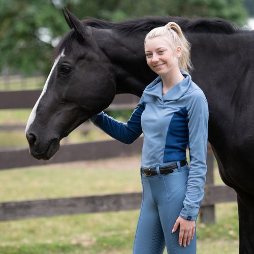 Irideon Women's Chinchillaaah 1/4 Zip Top - Blueprint/Macaw