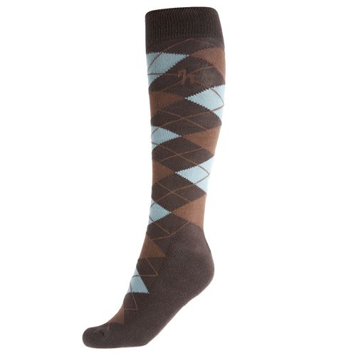 Horze Alana Checked Winter Socks - Chocolate Brown/Mustang Brown