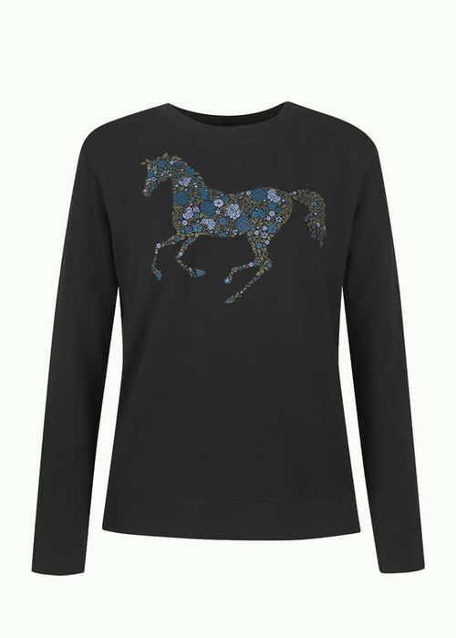 EQL Women's Recycled Fleece Graphic Sweatshirt - Enchanted Gallop Black