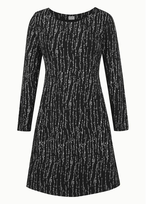 EQL Women's Inspired Scoop Neck Long Sleeve Dress - Black Horseshoe Branches