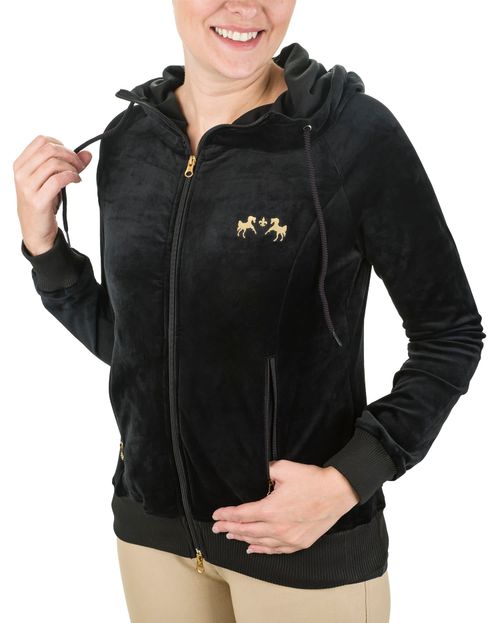 Equine Couture Women's Coco Velvet Zip Hoodie - Black