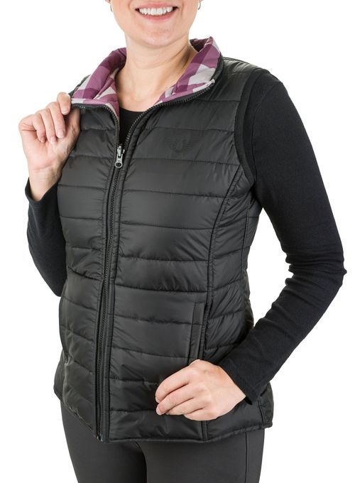 TuffRider Women's Combination Reversible Vest - Black/Plum Plaid