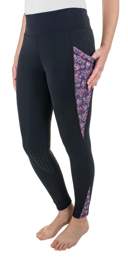 TuffRider Women's Minerva 3 Season Printed Knee Patch Tights - Black/Floral