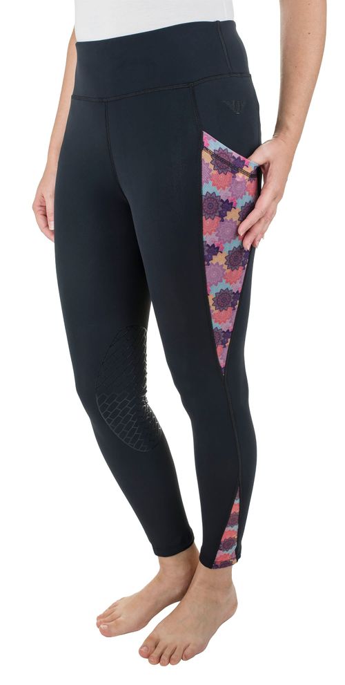 TuffRider Women's Minerva 3 Season Printed Knee Patch Tights - Black/Mandala