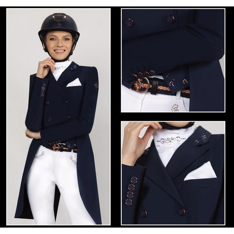 Fair Play Women's Dorothee Rose Gold Comfimesh Shadbelly Coat Navy