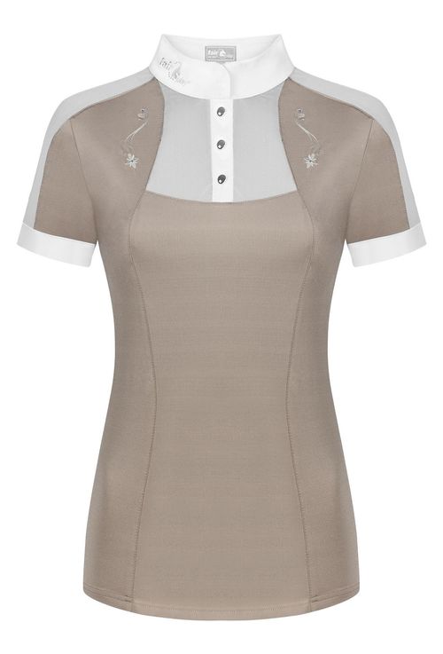 Fair Play Women's Lorella Short Sleeve Competition Shirt - Beige/White