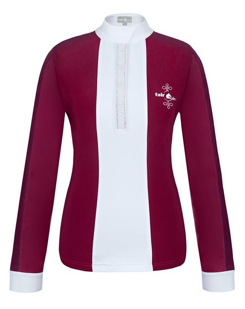 Fair Play Women's Claire Pearl Long Sleeve Competition Shirt - Burgundy/White