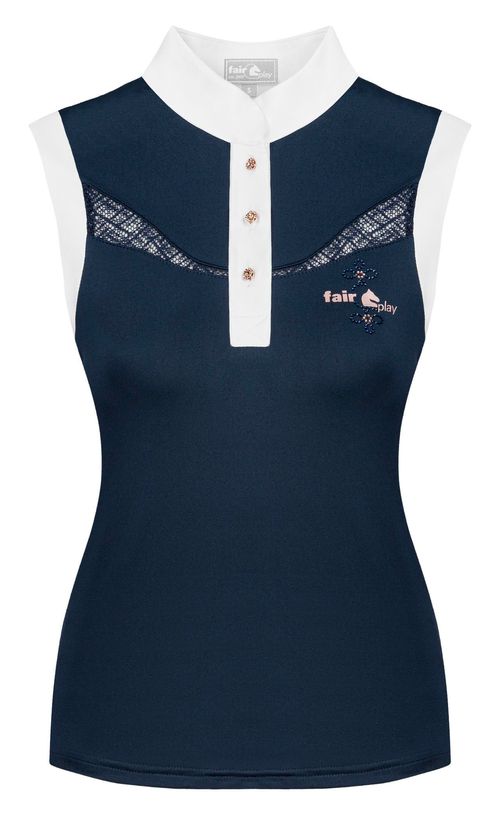 Fair Play Women's Cecile Rose Gold Sleeveless Competition Shirt - Navy