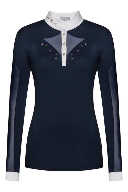 Fair Play Women's Cathrine Rose Gold Long Sleeve Competition Shirt - Navy/White