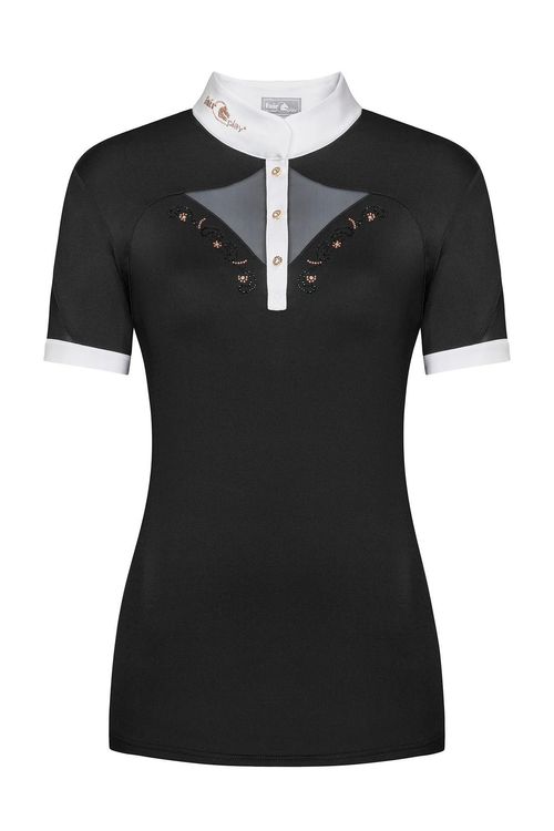 Fair Play Women's Cathrine Rose Gold Short Sleeve Competition Shirt - Black/White
